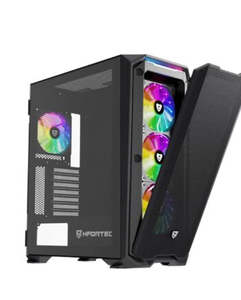 Cabinet Nfortec Krater Sort Meshfront Med Rgb Blæsere