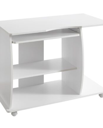 Computer Skrivebord Med Hjul Tastaturskuffe 90x71x50 Hvid