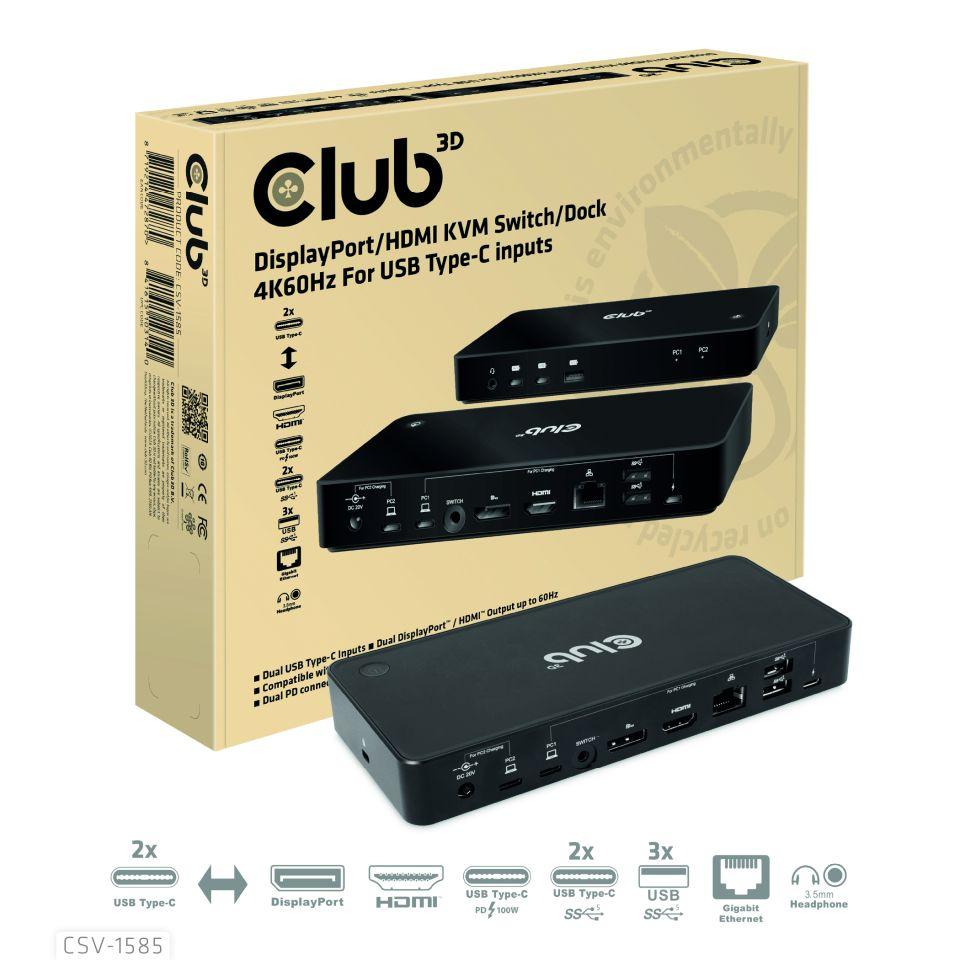 Dockingstation Usb Med Kvm Club Csv 1585 Displayport Hdmi