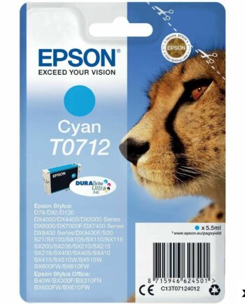 Epson T0712 Cyan Blækpatron Original Pakke Med