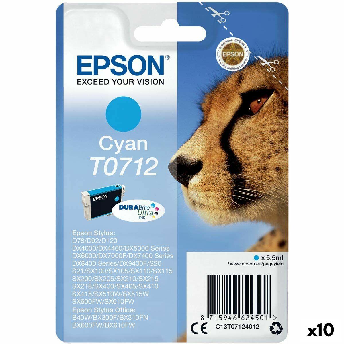 Epson T0712 Cyan Blækpatron Original Pakke Med