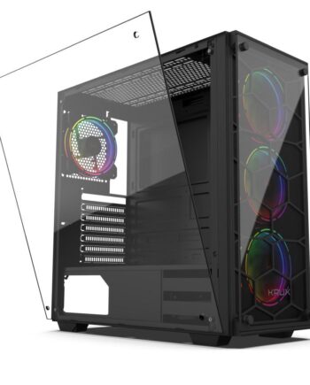 Kabinet Atx Krux Leda Sort Med Hærdet Glas