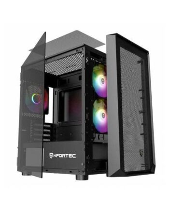 Kabinet Med Blæsere Nfortec Dys Sort Micro Atx
