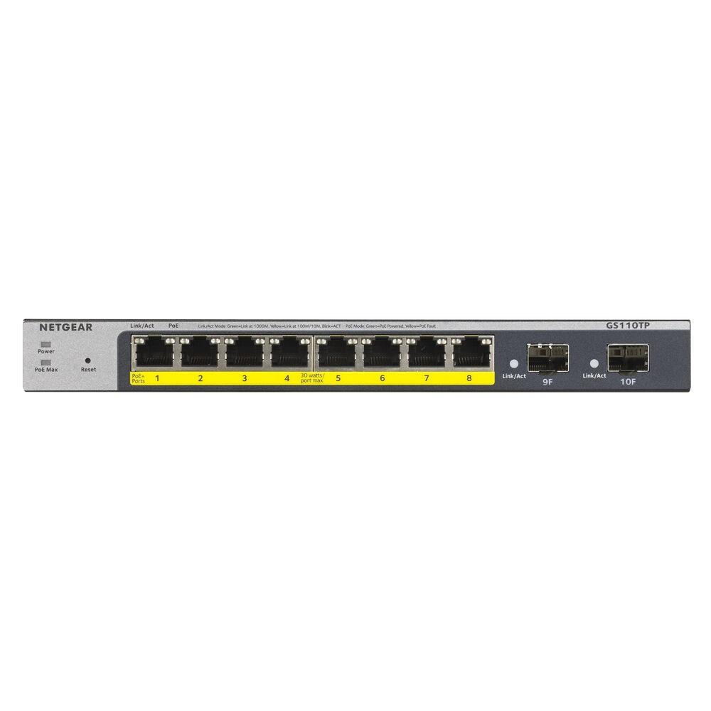 Netværksswitch Netgear Gs110tp 300eus Sort