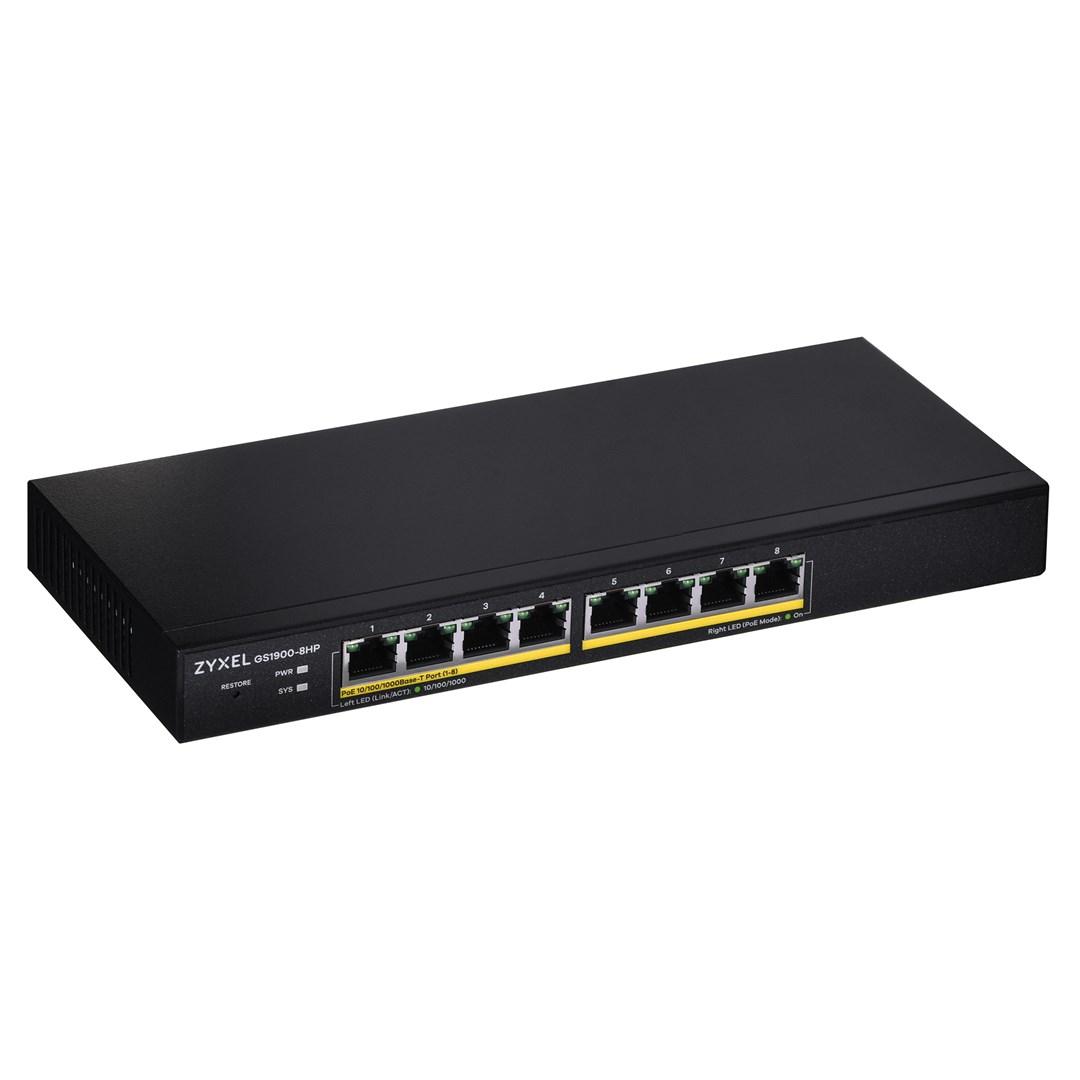 Netværksswitch Zyxel Gs1900 8hp Poe Managed Gigabit Sort