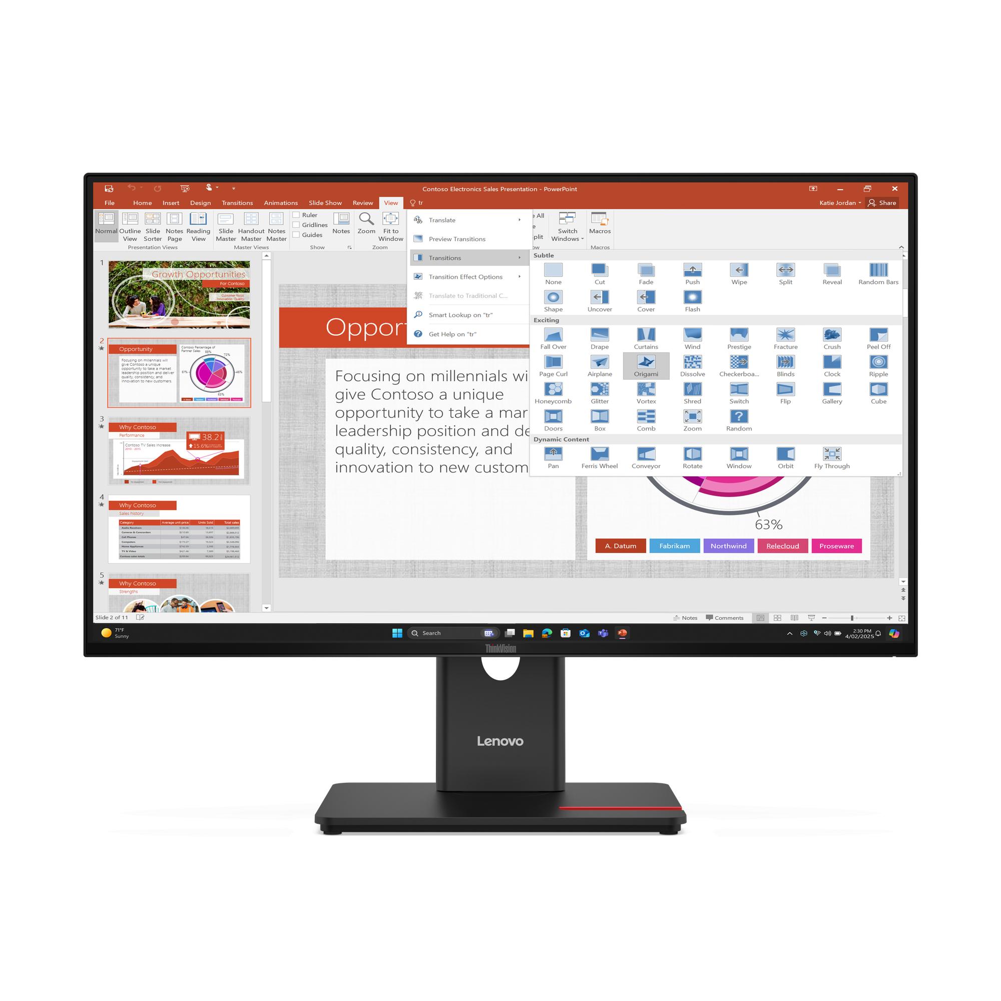 Skærm Lenovo Thinkvision T27 Fuld 120 Sort
