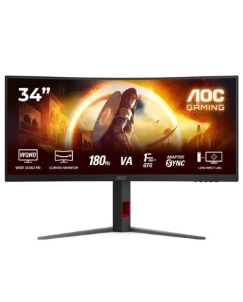 Skærm Til Gaming Aoc Cu34g4  Wqhd 180 Sort Rød