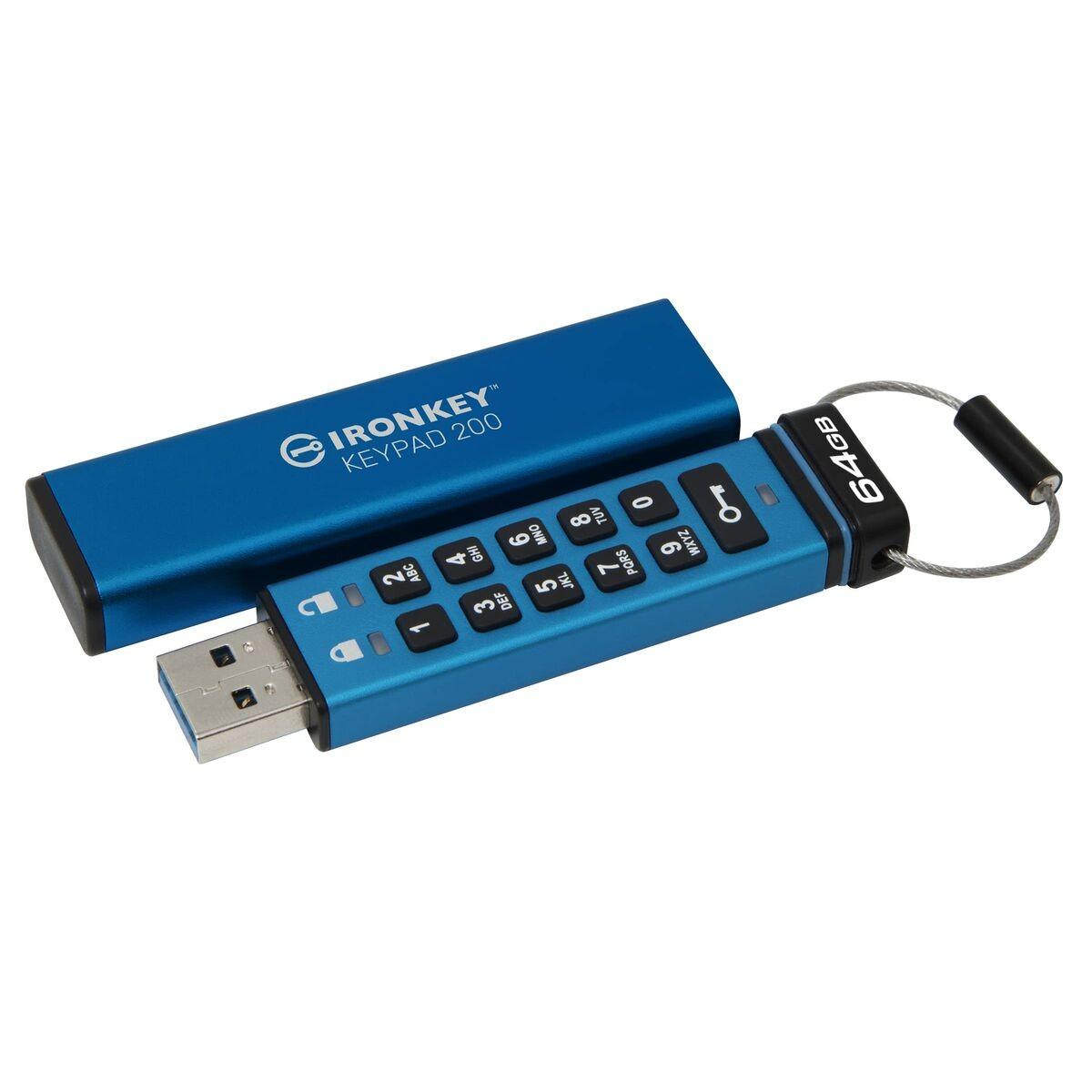 Usb Flashdrive Kingston Ironkey Keypad 200 Blå Usb