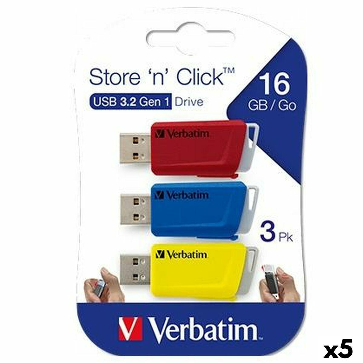 Usb Flashdrive Verbatim Store Click Multifarver Pak Sæt