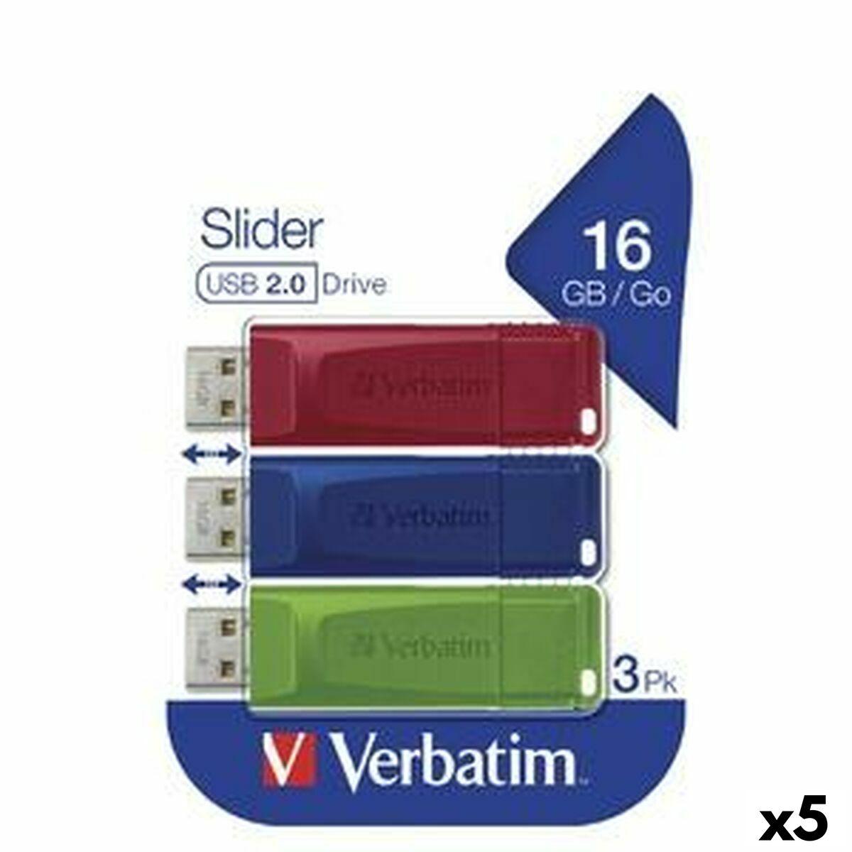Usb Stik Verbatim Slider Pak Multifarvet